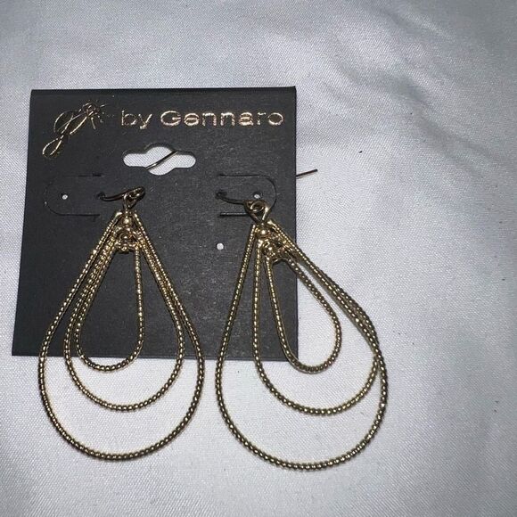 G by Gennaro Gold Tone Triple Teardrop Dangle Earrings - Picture 5 of 6